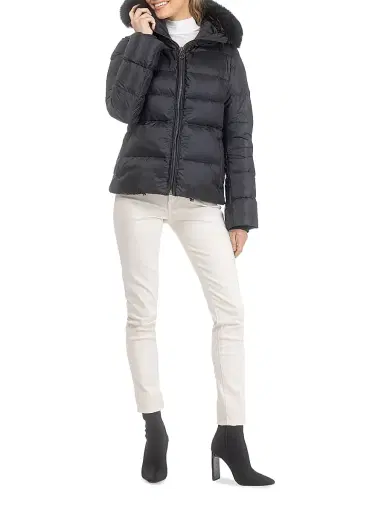 Gorski Women's Apres-Ski Jacket with Detachable Toscana Lamb Hood Trim - Black | Thumbnail 5 Gorski Women's Apres-Ski Jacket with Detachable Toscana Lamb Hood Trim - Black | Thumbnail 5
