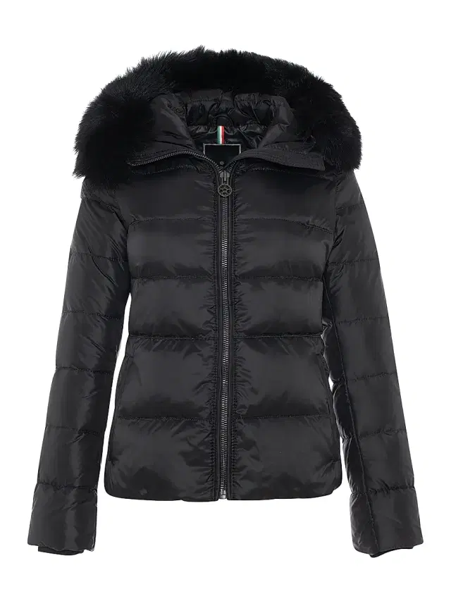 Gorski Women's Apres-Ski Jacket with Detachable Toscana Lamb Hood Trim - Black