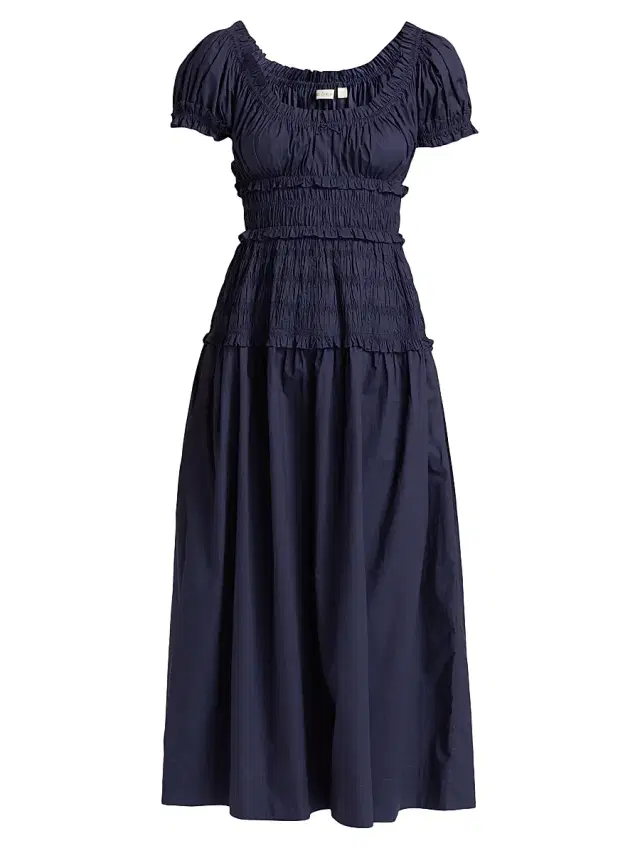 DÔEN Women's Leanne Cotton Scoopneck Midi-Dress - Adriatic
