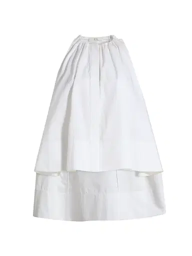 Co Women's Gathered High-Low Cotton Poplin Top - White - Size XL | Thumbnail 1