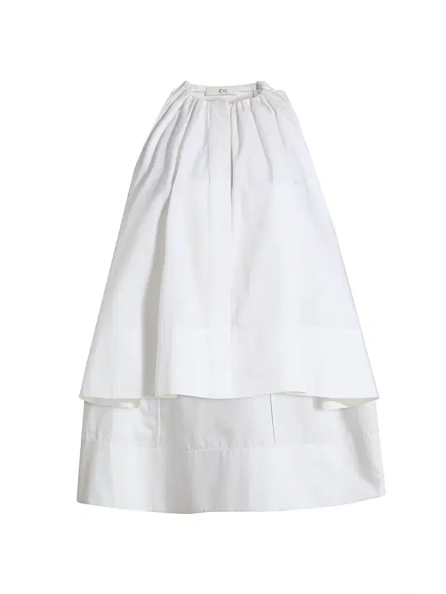 Co Women's Gathered High-Low tton Poplin Top - White