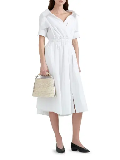 Altuzarra Women's Lydia Stretch-Cotton Midi-Dress - Optic White - Size 12 | Thumbnail 2