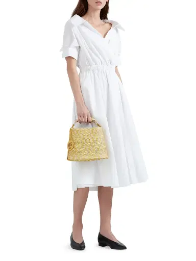 Altuzarra Women's Lydia Stretch-Cotton Midi-Dress - Optic White - Size 12 | Thumbnail 3