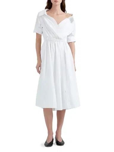 Altuzarra Women's Lydia Stretch-Cotton Midi-Dress - Optic White - Size 12 | Thumbnail 4