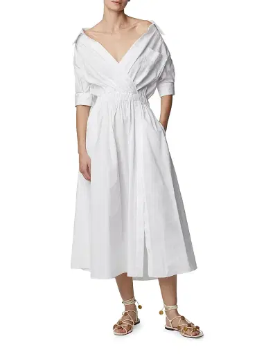 Altuzarra Women's Lydia Stretch-Cotton Midi-Dress - Optic White - Size 12 | Thumbnail 6