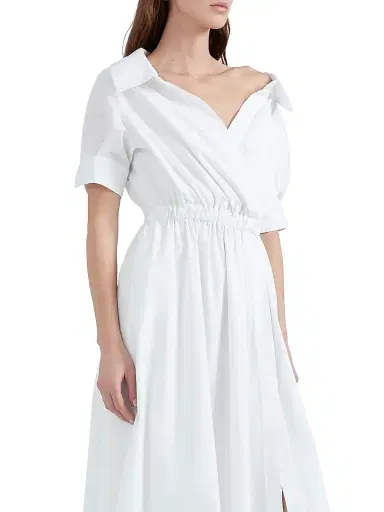 Altuzarra Women's Lydia Stretch-Cotton Midi-Dress - Optic White - Size 12 | Thumbnail 8