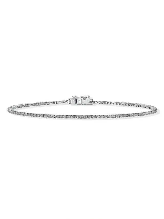 Women's Skinny 14K White Gold & 0.64 TCW Diamond Tennis Bracelet - White Gold