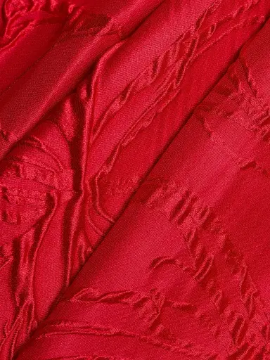 MONIQUE LHUILLIER Women's Jacquard Floral Draped Column Gown - Poppy - Size 0 | Thumbnail 7