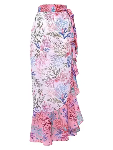 PatBo Women's Seaweed Chiffon Beach Skirt - Off White And Pink - Size Small | Thumbnail 1 PatBo Women's Seaweed Chiffon Beach Skirt - Off White And Pink - Size Small | Thumbnail 1