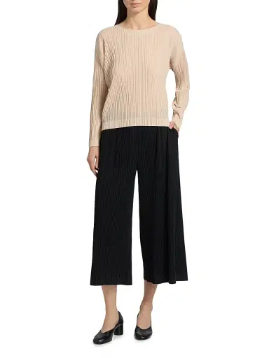 Pleats Please Issey Miyake Women's Wool-Blend Pleats Pants - Black | Thumbnail 2 Pleats Please Issey Miyake Women's Wool-Blend Pleats Pants - Black | Thumbnail 2