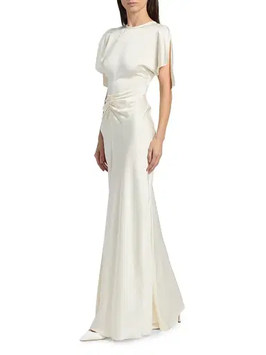 Victoria Beckham Women's Satin Gathered Waist Maxi Dress | Thumbnail 2 Victoria Beckham Women's Satin Gathered Waist Maxi Dress | Thumbnail 2