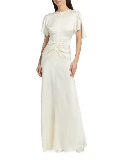 Victoria Beckham Women's Satin Gathered Waist Maxi Dress | Thumbnail 3 Victoria Beckham Women's Satin Gathered Waist Maxi Dress | Thumbnail 3