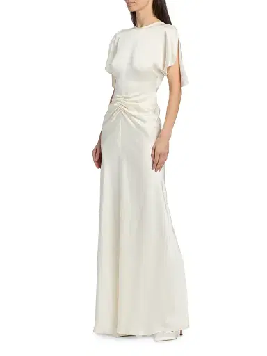 Victoria Beckham Women's Satin Gathered Waist Maxi Dress | Thumbnail 4 Victoria Beckham Women's Satin Gathered Waist Maxi Dress | Thumbnail 4