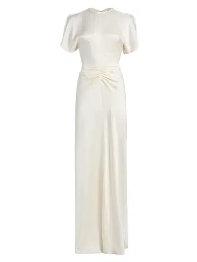 Victoria Beckham Women's Satin Gathered Waist Maxi Dress | Thumbnail 1 Victoria Beckham Women's Satin Gathered Waist Maxi Dress | Thumbnail 1