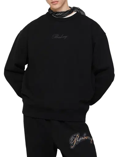 Burberry Men's Rowan Logo Cotton Crewneck Sweatshirt - Black | Thumbnail 2 Burberry Men's Rowan Logo Cotton Crewneck Sweatshirt - Black | Thumbnail 2
