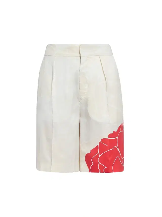 Victoria Beckham Women's Floral Wool-Blend Tailored Shorts - Shell Cardinal Red
