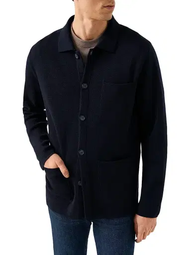 Eton Men's Merino Wool Knit Cardigan - Navy - Size XL | Thumbnail 2