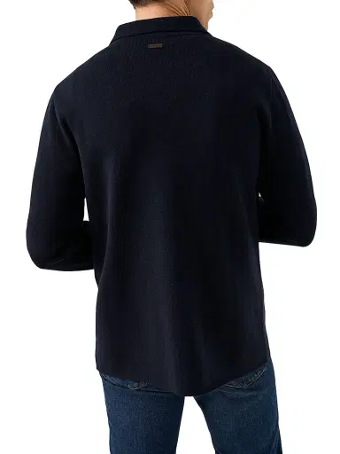 Eton Men's Merino Wool Knit Cardigan - Navy - Size XL | Thumbnail 3