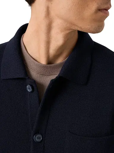 Eton Men's Merino Wool Knit Cardigan - Navy - Size XL | Thumbnail 4