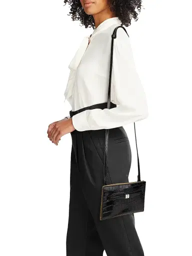 Toteme Women's Belted Croco-Embossed Leather Crossbody Bag - Black | Thumbnail 2