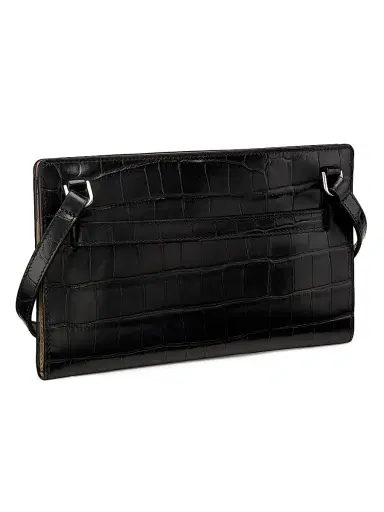 Toteme Women's Belted Croco-Embossed Leather Crossbody Bag - Black | Thumbnail 4