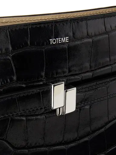 Toteme Women's Belted Croco-Embossed Leather Crossbody Bag - Black | Thumbnail 6
