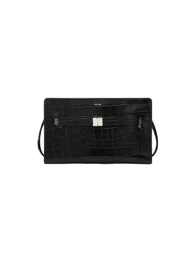 Toteme Women's Belted Croco-Embossed Leather Crossbody Bag - Black | Thumbnail 1