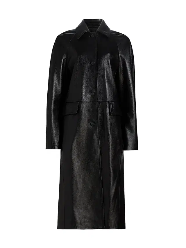 Women's Raglan Leather Coat - Black