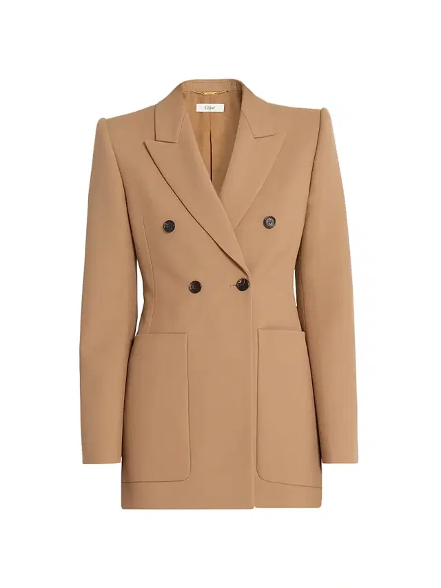 Chloé Women's Wool Double-Breasted Jacket - Coconut Brown