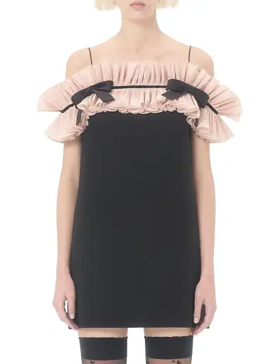 Valentino Garavani Women's Crepe Couture Short Dress - Black Pink - Size 6 | Thumbnail 2 Valentino Garavani Women's Crepe Couture Short Dress - Black Pink - Size 6 | Thumbnail 2