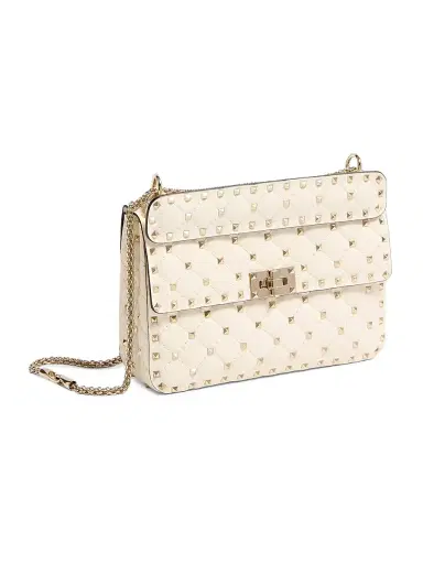Valentino Garavani Women's Medium Nappa Rockstud Spike Shoulder Bag - Beige | Thumbnail 3 Valentino Garavani Women's Medium Nappa Rockstud Spike Shoulder Bag - Beige | Thumbnail 3