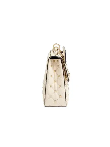 Valentino Garavani Women's Medium Nappa Rockstud Spike Shoulder Bag - Beige | Thumbnail 4 Valentino Garavani Women's Medium Nappa Rockstud Spike Shoulder Bag - Beige | Thumbnail 4