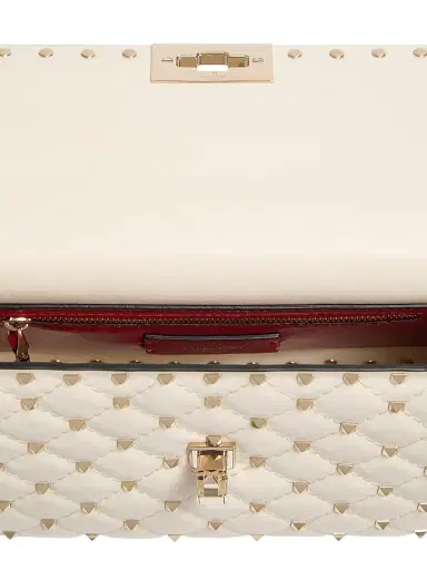 Valentino Garavani Women's Medium Nappa Rockstud Spike Shoulder Bag - Beige | Thumbnail 5 Valentino Garavani Women's Medium Nappa Rockstud Spike Shoulder Bag - Beige | Thumbnail 5
