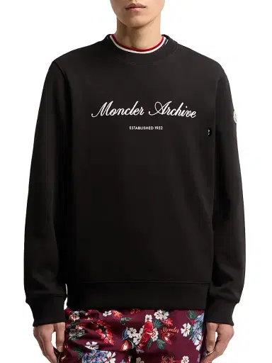 Moncler Men's Crewneck Sweatshirt in Cotton Blend - Black - Size XL | Thumbnail 2
