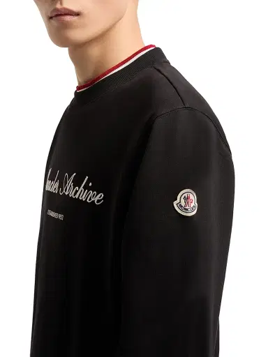 Moncler Men's Crewneck Sweatshirt in Cotton Blend - Black - Size XL | Thumbnail 4