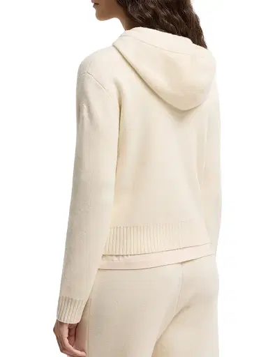 Moncler Women's Hoodie in Wool & Cashmere - White Ivory - Size XL | Thumbnail 3