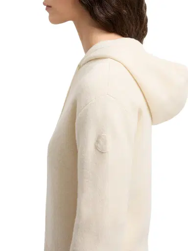 Moncler Women's Hoodie in Wool & Cashmere - White Ivory - Size XL | Thumbnail 4