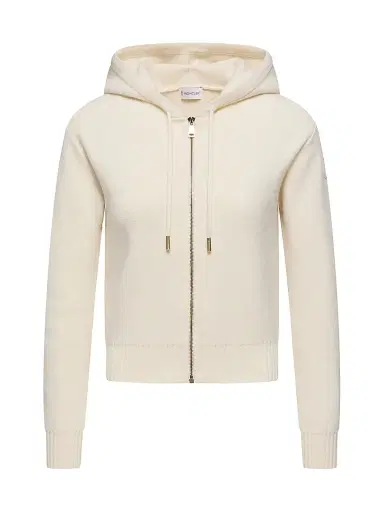 Moncler Women's Hoodie in Wool & Cashmere - White Ivory - Size XL | Thumbnail 1