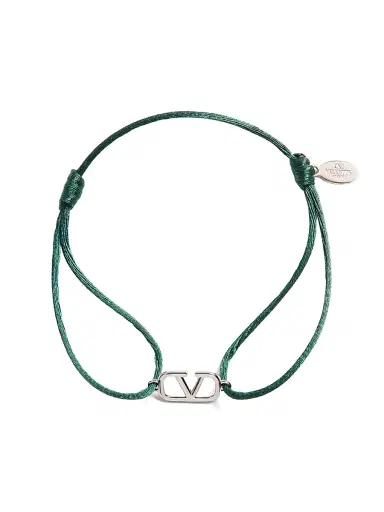 Valentino Garavani Men's Vlogo Signature Cotton Bracelet - English Green | Thumbnail 1 Valentino Garavani Men's Vlogo Signature Cotton Bracelet - English Green | Thumbnail 1
