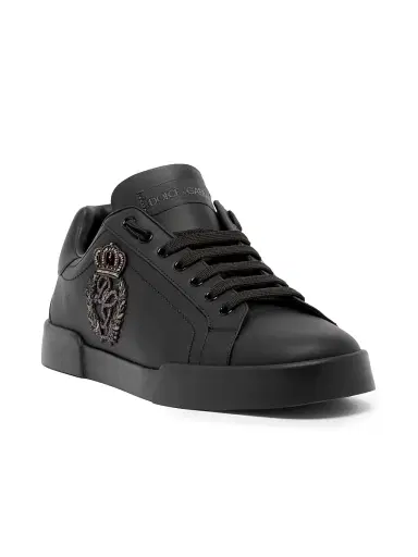 Dolce & Gabbana Men's Logo Leather Low-Top Sneakers - Nero - Size 12 | Thumbnail 3 Dolce & Gabbana Men's Logo Leather Low-Top Sneakers - Nero - Size 12 | Thumbnail 3