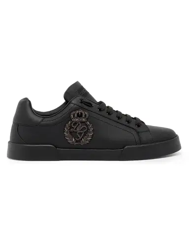 Dolce & Gabbana Men's Logo Leather Low-Top Sneakers - Nero - Size 12 | Thumbnail 1 Dolce & Gabbana Men's Logo Leather Low-Top Sneakers - Nero - Size 12 | Thumbnail 1