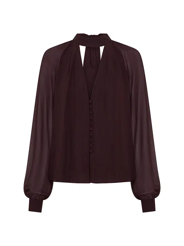 Nicholas the Label Women's Elisa Scarf V-Neck Top - Cacao