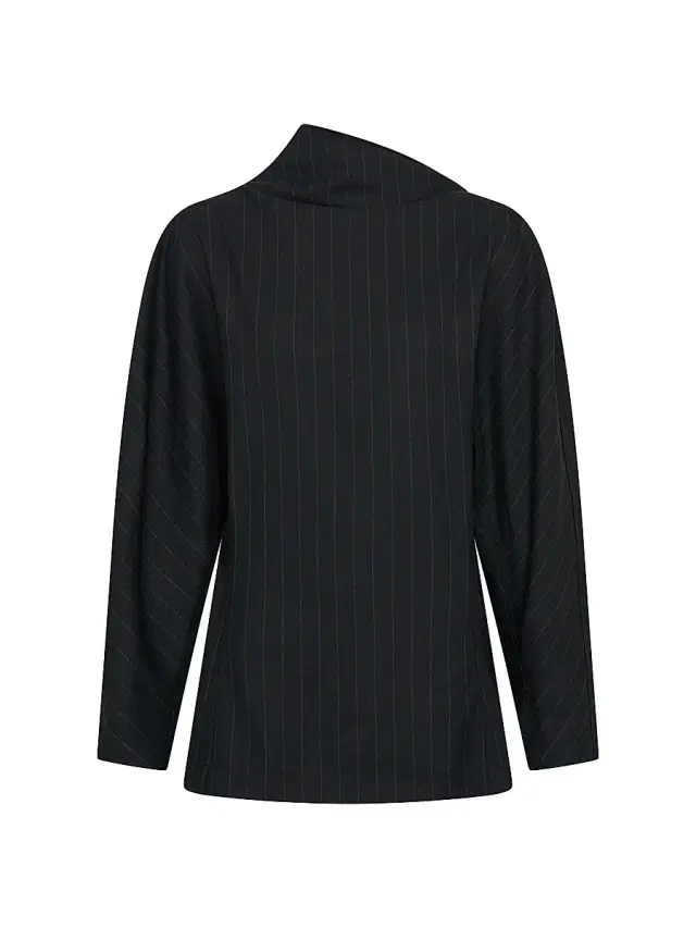 Women's Bettina Draped Pinstriped Top - Black