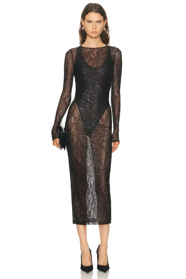 WARDROBE.NYC Lace Midi Dress