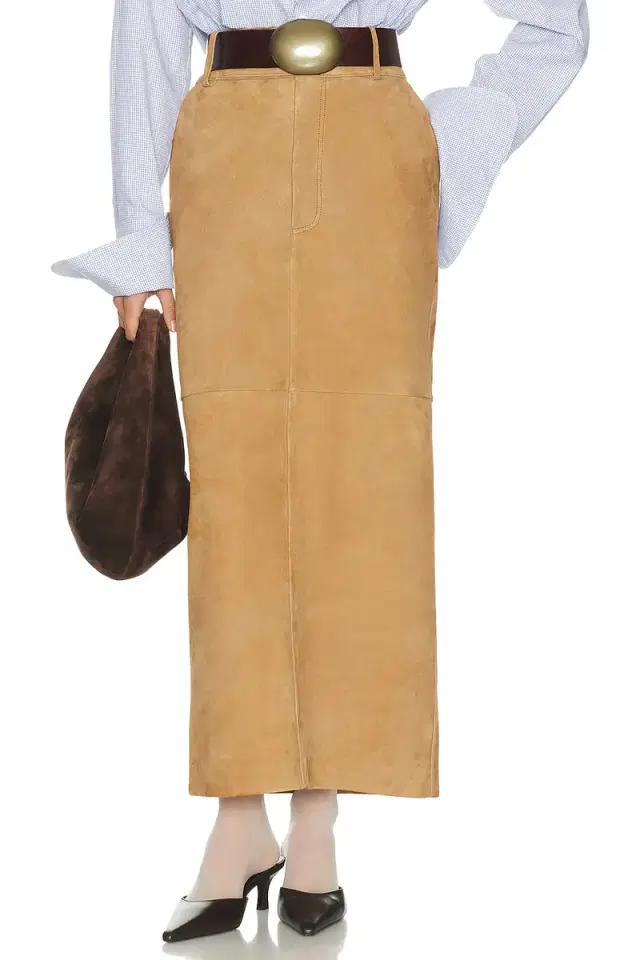 Suede Column Skirt