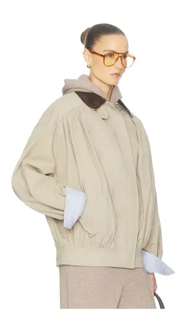 Helsa The Shirred Bomber Jacket With Corduroy Collar | Thumbnail 2 Helsa The Shirred Bomber Jacket With Corduroy Collar | Thumbnail 2