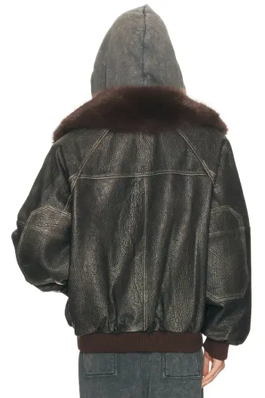 Helsa The Oversized Leather Bomber With Faux Fur Collar | Thumbnail 5 Helsa The Oversized Leather Bomber With Faux Fur Collar | Thumbnail 5