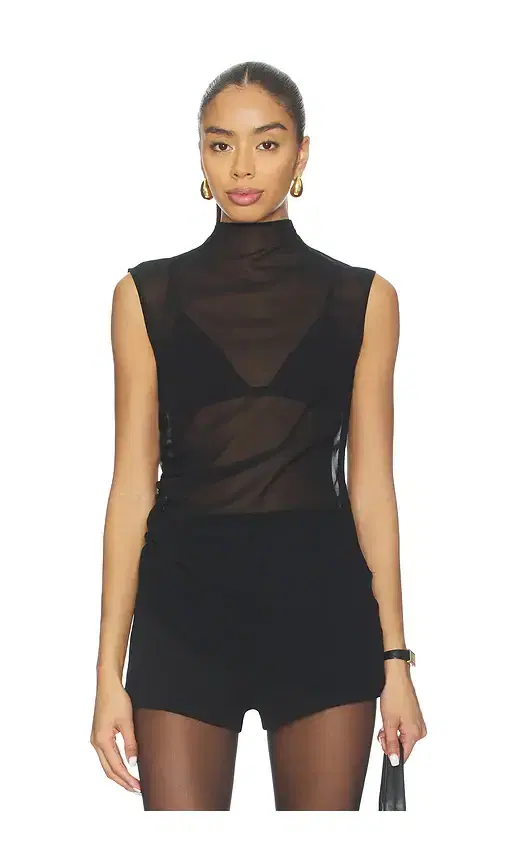 Mock Neck Ruched Top