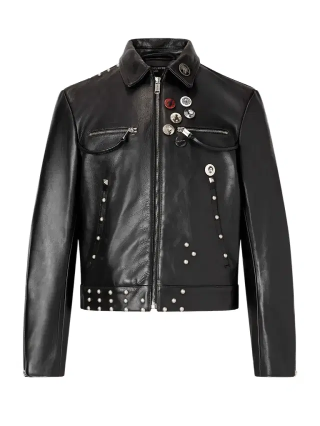 Sid Cropped Studded Embellished Leather Jacket - Men