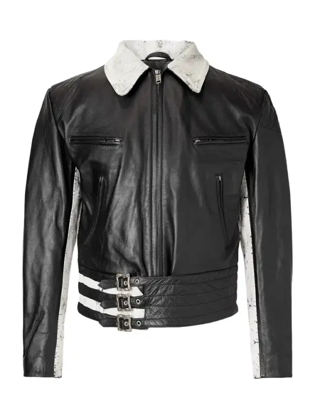 Dog In Restraint Buckled Painted Leather Jacket - Men